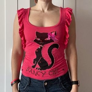 Ruffle Top with Open Chest and V-Back